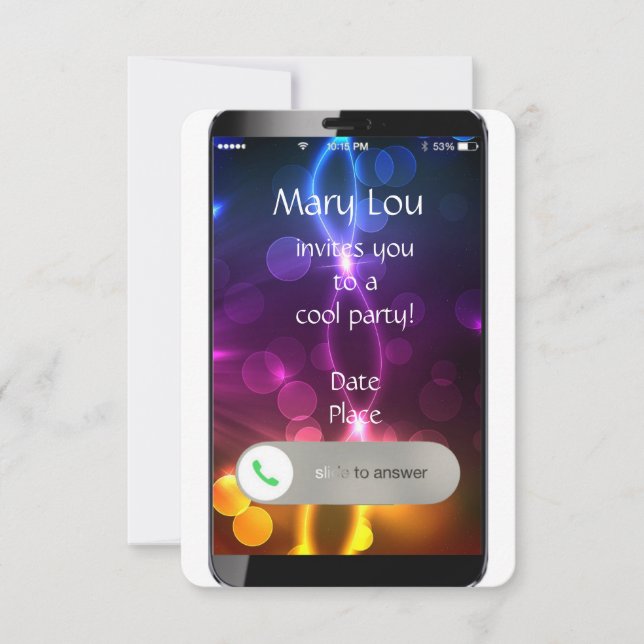Invitation iPhone avec Arrière - plan personnalisé (Devant)