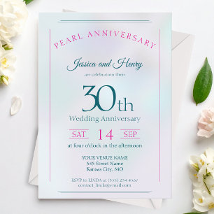 Invitation Iridescent Pearl 30e anniversaire de mariage