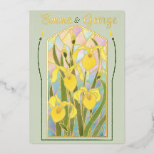 Invitation Iris en Verre Teinté de Feuille d'Or