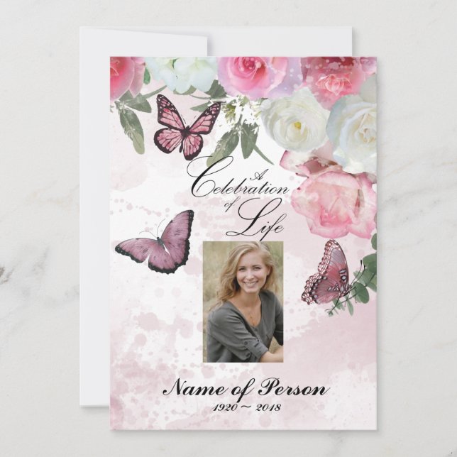 Invitation Iris et Colibri Célébration de la vie Funérailles  (Devant)