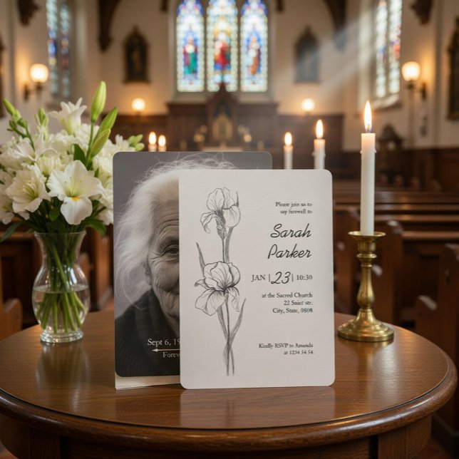 Invitation Iris Flower Celebration of Life Memorial Card (Créateur téléchargé)