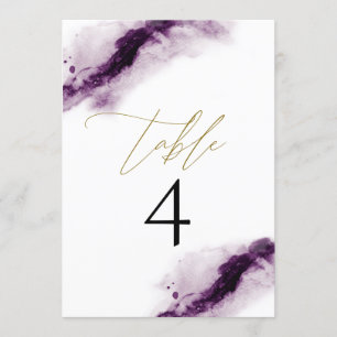 Invitation IRIS  Plum Purple Aquarelle Gold Table