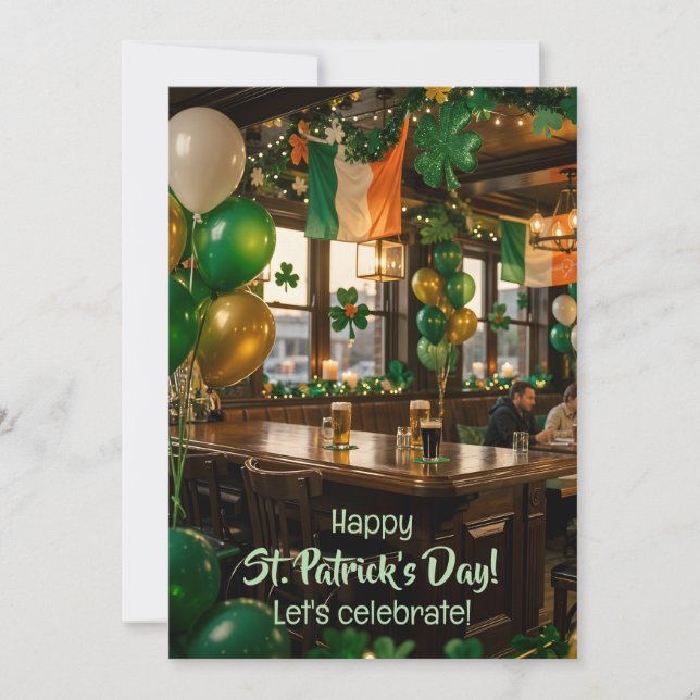 Invitation Irish pub ready for St. Patrick's Day party, green (Devant)