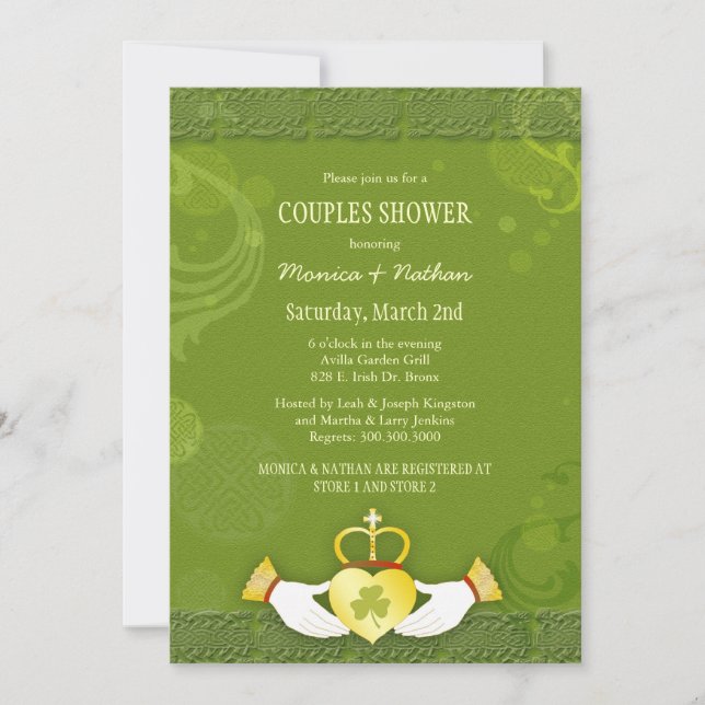 Invitation Irlandais Claddagh Heart Mariage Couples Douche (Devant)