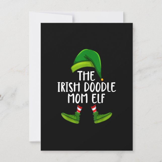 Invitation Irlandais Doodé Maman Chien Elf Funny Christmas Pa (Devant)