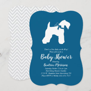 Invitation Irlandais Kerry Blue Terrier Chien Baby shower Blu