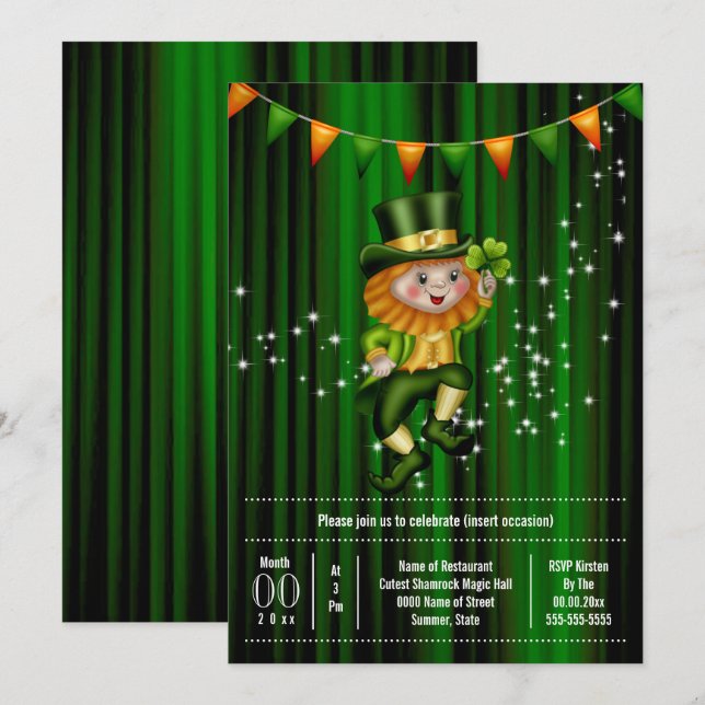 Invitation Irlandais leprechaun jig shamrock de lapin vacance (Devant / Derrière)