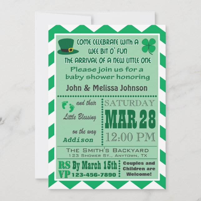 Invitation irlandaise de baby shower (Devant)