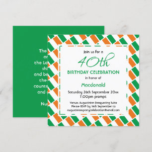 Invitation IRLANDE DRAPEAU Personnalisé Fête d'anniversaire