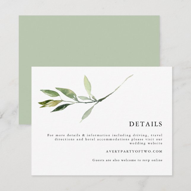 Invitation ISABELLA Elegant Minimal Greenergie Détails du Mar (Devant / Derrière)