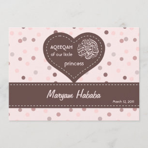 Invitation Islam Aqiqah Baby fille pois