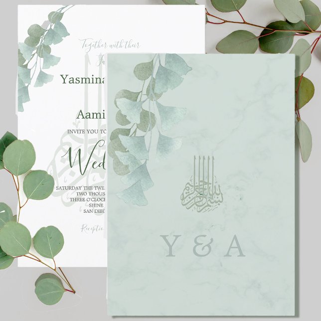 Invitation Islam Bismillah Eucalyptus Chic Mariage moderne (Créateur téléchargé)