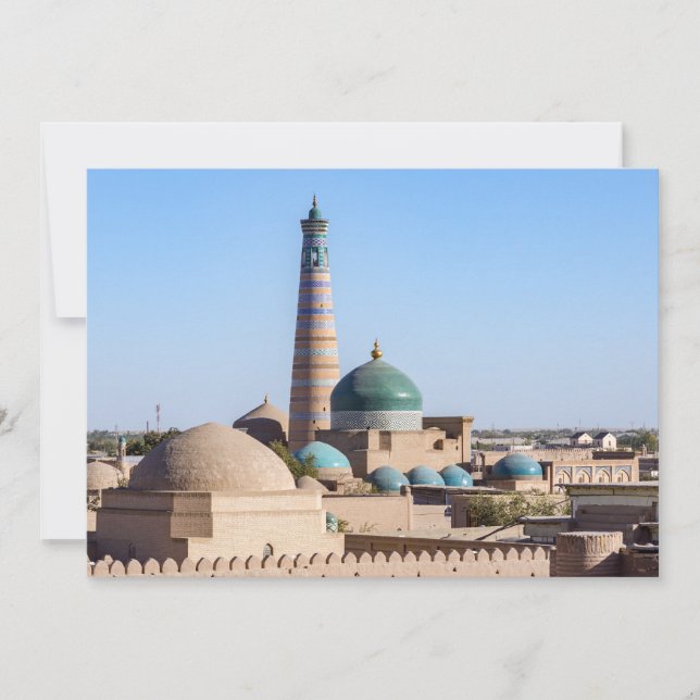 Invitation Islam Khodja Minaret et mosquée - Khiva, Ouzbékist (Devant)