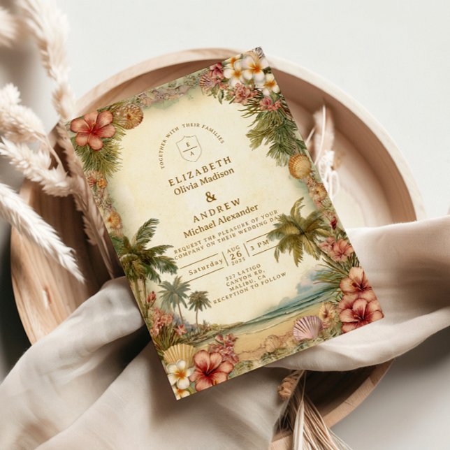 Invitation Island Botanical Floral Wedding (Créateur téléchargé)