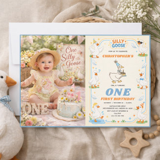 Invitation It’s ONE Silly Goose Retro 1st Birthday Fun Modern