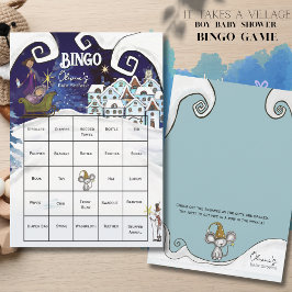 Invitation It Takes a Village: Blue Winter Magic Bingo Card