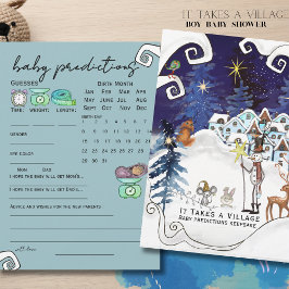 Invitation It Takes a Village Ice Blue Baby Prediction Game 