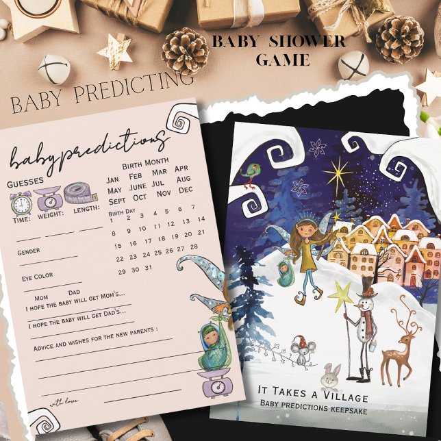 Invitation It Takes a Village Winter Baby Predictions Game (It Takes a Village Winter Baby Predictions Game Invitation)