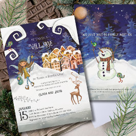 Invitation It Takes a Village Winter Fairy Baby Shower 