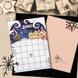 Invitation It Takes a Village Winter Girl Baby Shower Bingo