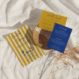 Invitation Italian Blue Yellow Hand Written Painted Wedding