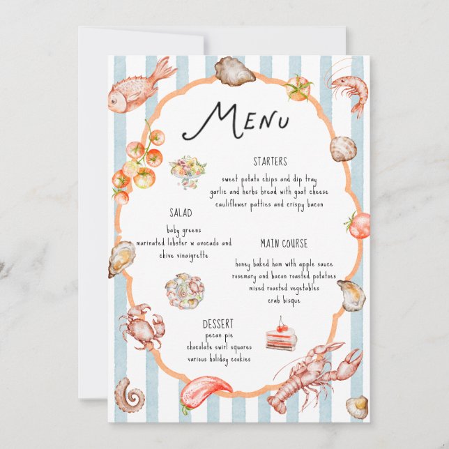 Invitation Italian Watercolor Rustic Colorful Wedding Menu (Devant)