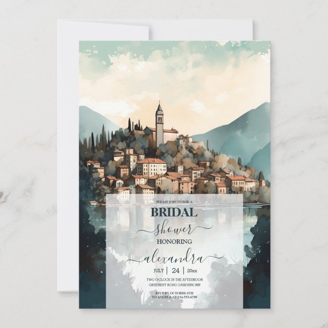 Invitation Italie Lac de Côme Fête des mariées de destination (Devant)