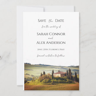 Invitation Italie sauve la date, mariage en Toscane