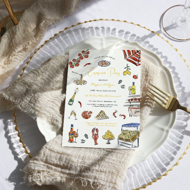 Invitation Italie Summer Doodle Engagement Party (Créateur téléchargé)