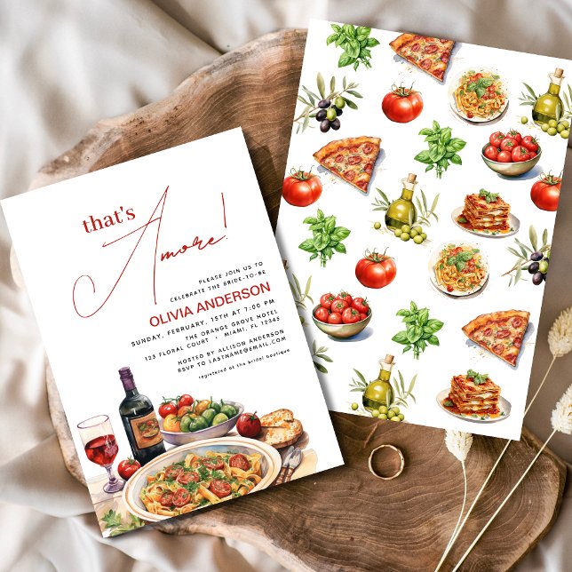 Invitation Italien C'est Amore ! Fête des mariées aquarelle (Créateur téléchargé)