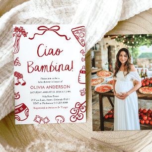 Invitation Italien Ciao Bambina Girl Baby shower lunaire