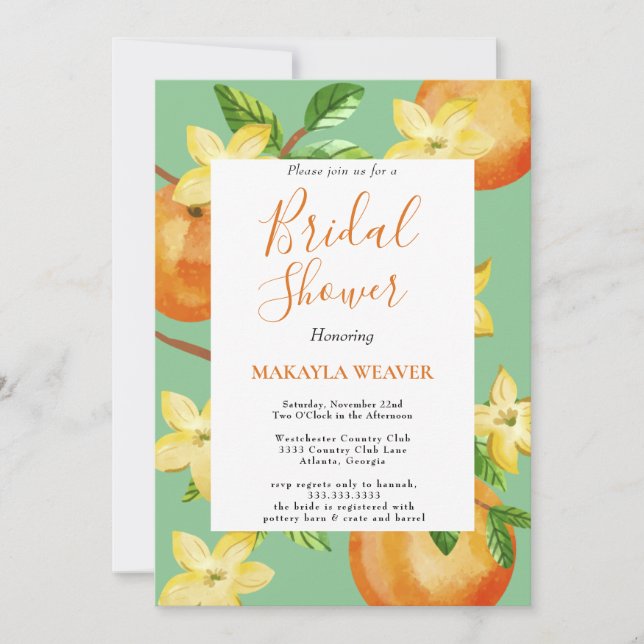 Invitation Italien citron orangé de script nuptiale (Devant)