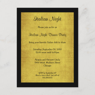 Invitation italien de partie de nuit d'arrière -