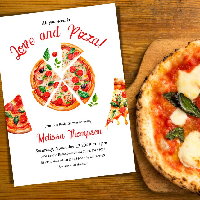 Invitation Italien Love & Pizza Party Fête des mariées en tra (Créateur téléchargé)
