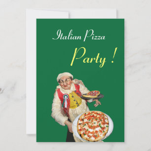 Invitation ITALIEN PIZZA PARTY, RESTAURANT vert noir