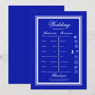 Invitation Itinéraire bleu cobalt et blanc 