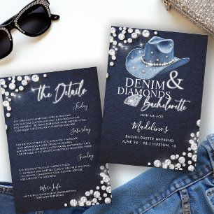 Invitation Itinéraire de Casquette de bachelorette de Denim D