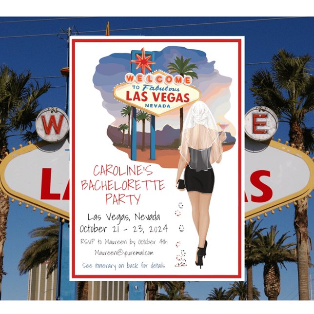 Invitation Itinéraire de la fête de bachelorette de Las Vegas (Créateur téléchargé)