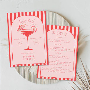 Invitation Itinéraire de la fête de la Bachelorette rouge Boh