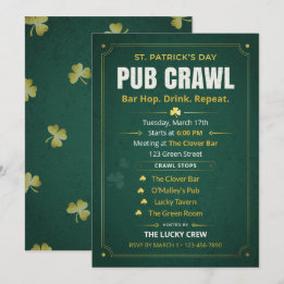 Invitation Itinéraire de tournée des bars pour la Saint-Patri