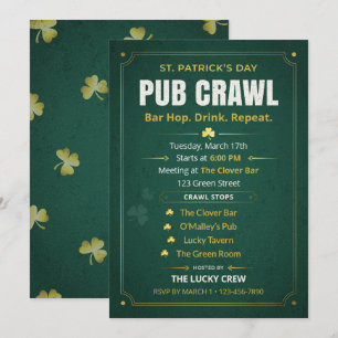 Invitation Itinéraire de tournée des bars pour la Saint-Patri