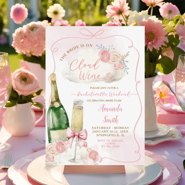 Invitation Itinéraire de vin de nuage rose dessiné à la main (Créateur téléchargé)