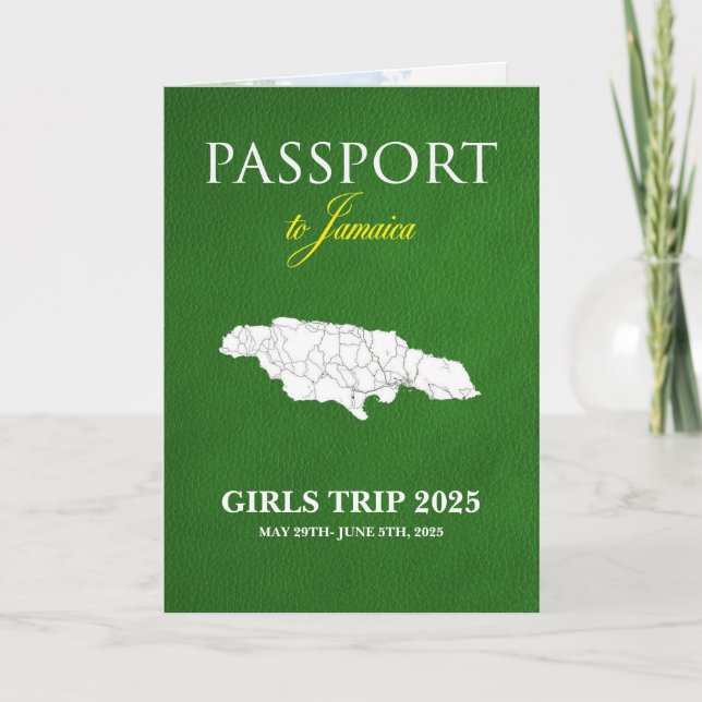 Invitation Itinéraire de voyage en Jamaïque avec passeport pl (Devant)