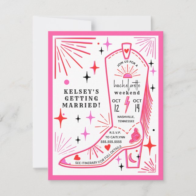 Invitation Itinéraire de week-end enterrement de vie de jeune (Devant)