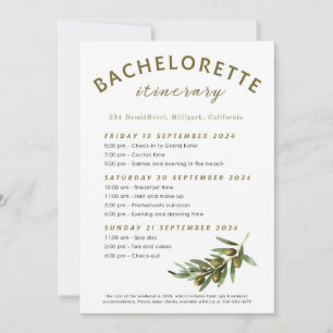 Invitation itinéraire d'enterrement de vie de jeune fille Oli