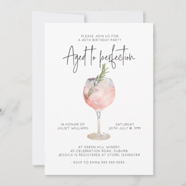 Invitation Itinéraire du 40e anniversaire sur le thème du vin (Devant)