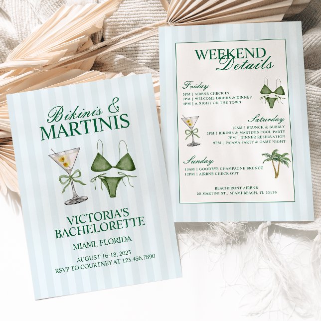 Invitation Itinéraire du Bikinis et Martinis (Créateur téléchargé)