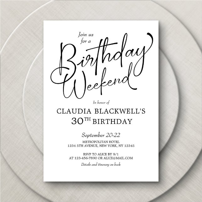 Invitation Itinéraire du week-end d'anniversaire (Créateur téléchargé)