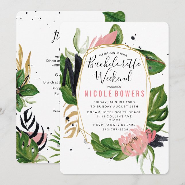 Invitation Itinéraire Du Week-End De Bachelorette (Devant / Derrière)