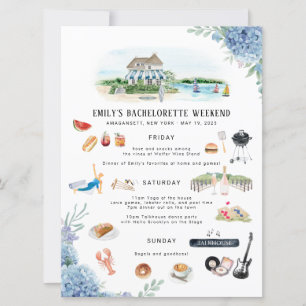 Invitation Itinéraire du week-end de bachelorette Amaganset